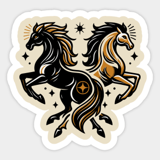 Duo Golden Horse Sticker